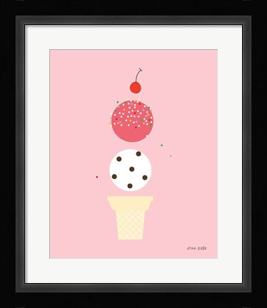 Framed Ice Cream and Cherry II Print