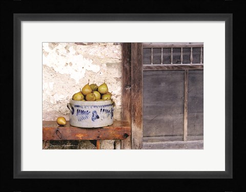 Framed Bushel and a Peck Crock of Pears Print