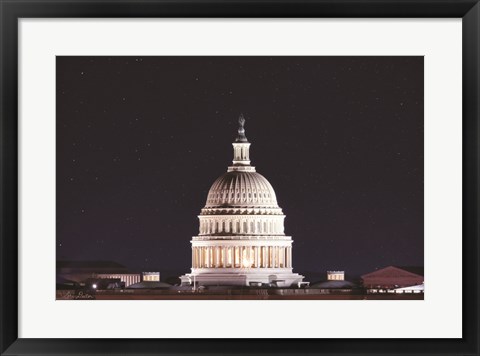 Framed US Capital at Night Print