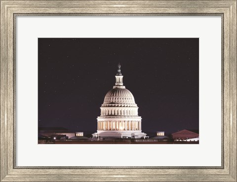 Framed US Capital at Night Print