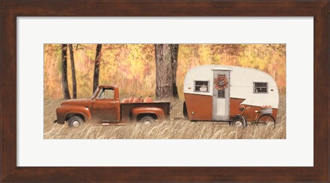 Framed Fall Camping with bike Print