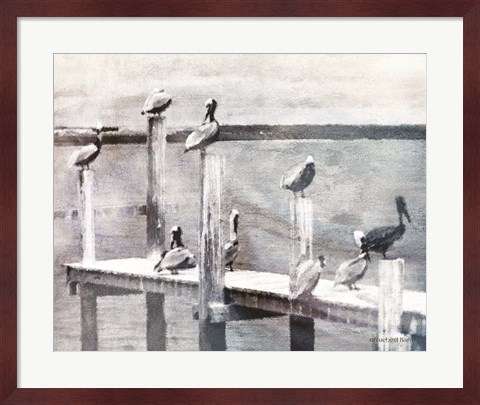 Framed Birds on a Pier Print