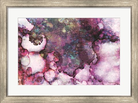 Framed Abstract Violet Ink Wash Print