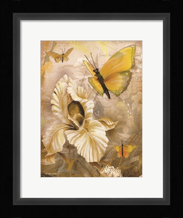Framed Flower &amp; Butterflies I Print