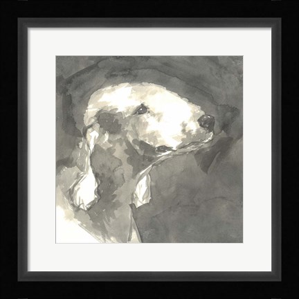 Framed Sepia Modern Dog I Print