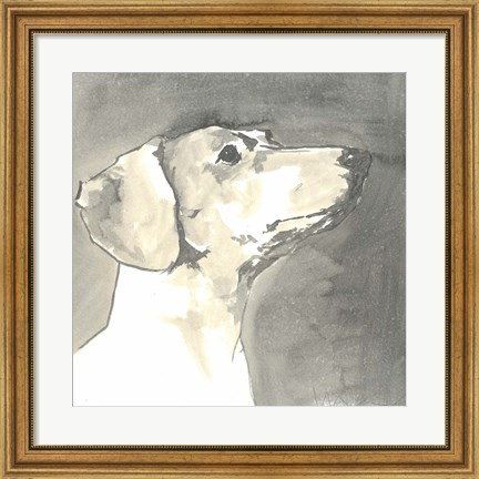 Framed Sepia Modern Dog IV Print