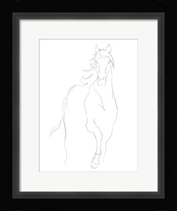Framed Horse Contour I Print