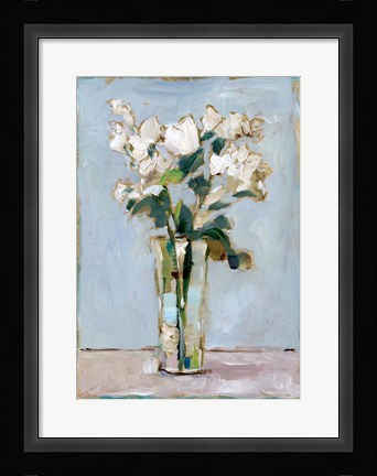 Framed White Floral Arrangement I Print