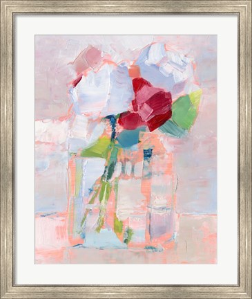 Framed Abstract Flowers in Vase I Print