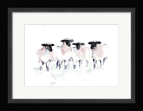 Framed Minimalist Watercolor Sheep II Print