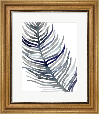 Framed Blue Feathered Palm I Print