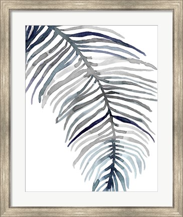 Framed Blue Feathered Palm II Print