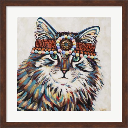 Framed Hippie Cat II Print
