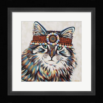 Framed Hippie Cat II Print