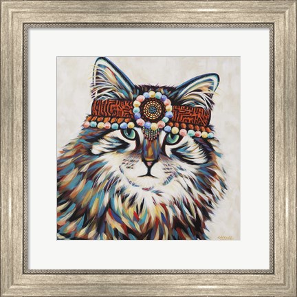 Framed Hippie Cat II Print
