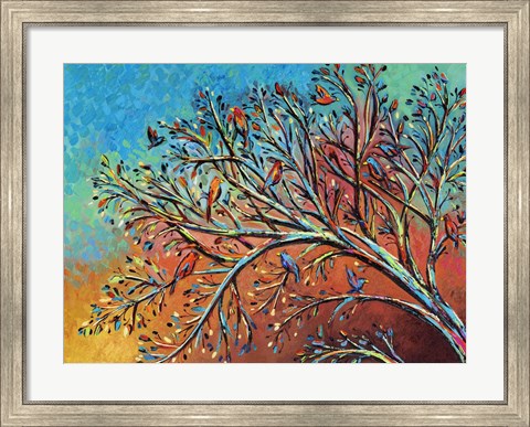 Framed Sunrise Treetop Birds I Print