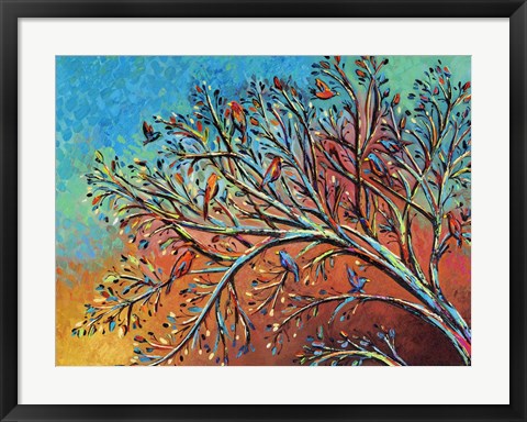 Framed Sunrise Treetop Birds I Print