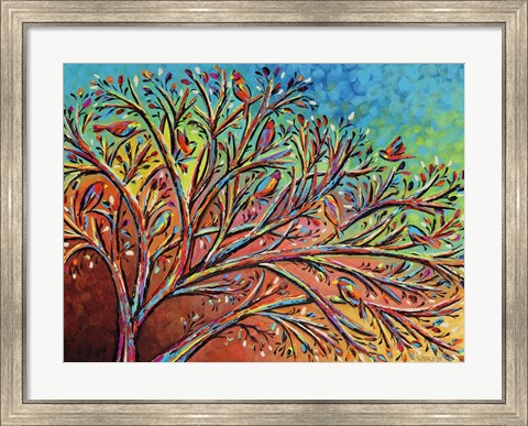 Framed Sunrise Treetop Birds II Print