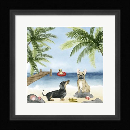 Framed Dogs on Deck I Print