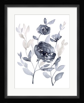 Framed Peonies in Grey II Print