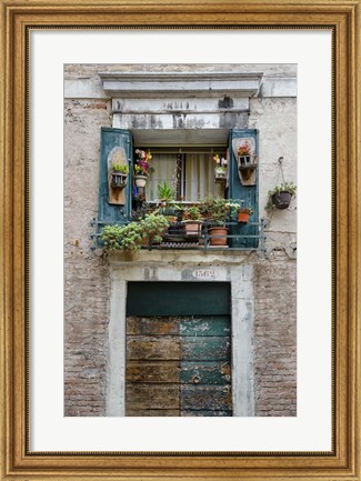 Framed Italian Window Flowers I Print