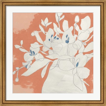 Framed Terracotta Flowers II Print
