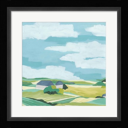 Framed Village Valley I Print