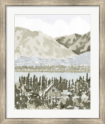 Framed Watercolor Mountain Retreat I Print