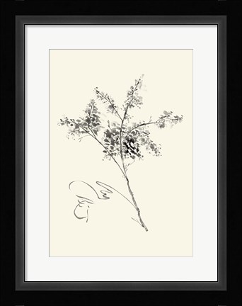 Framed Ink Wash Floral VII - Forsythia Print