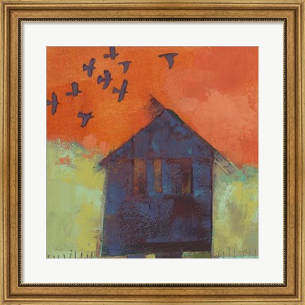 Framed Bird Barn II Print