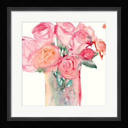 Framed Cottage Roses II Print