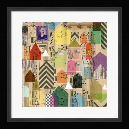 Framed Stamped Houses II Print