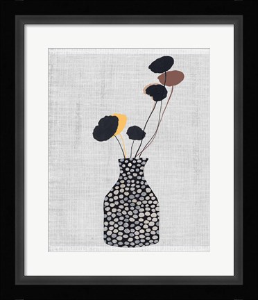Framed Decorated Vase with Plant II Print