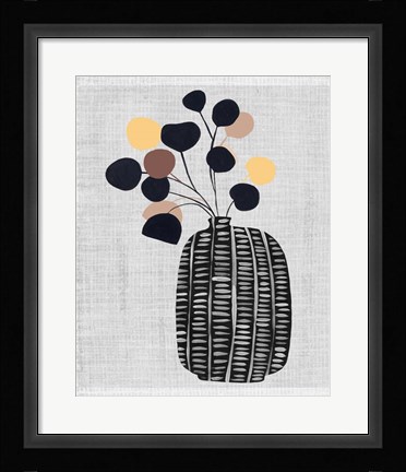Framed Decorated Vase with Plant III Print