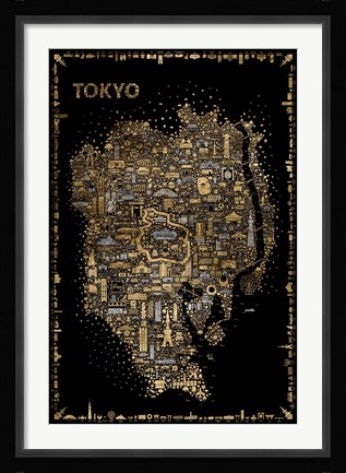 Framed Glam Iconic Cities-Tokyo Print