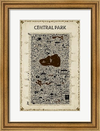 Framed Antique New York Collection-Central Park Print