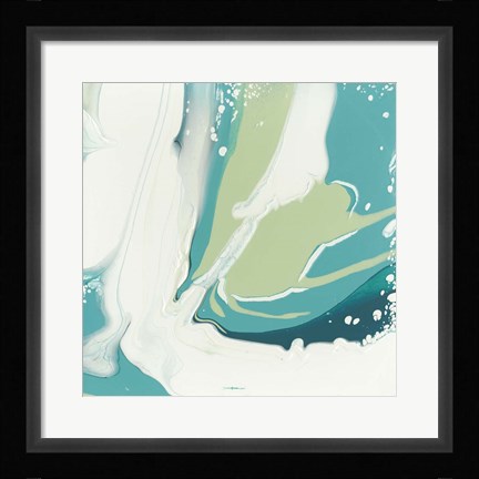 Framed Flowing Teal II Print