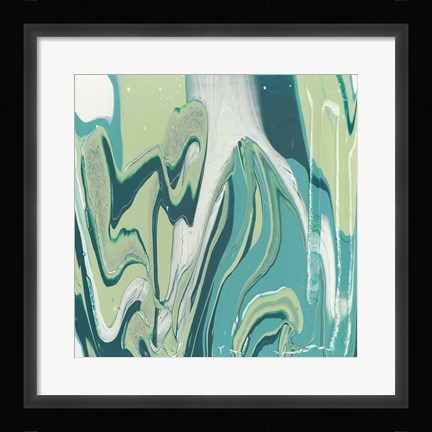 Framed Flowing Teal III Print