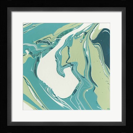 Framed Flowing Teal IV Print