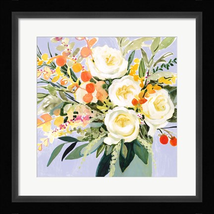 Framed Garden Rose Bouquet I Print