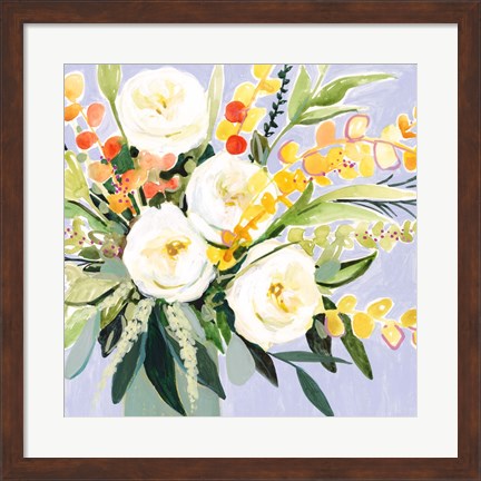 Framed Garden Rose Bouquet II Print
