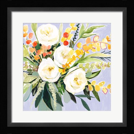 Framed Garden Rose Bouquet II Print