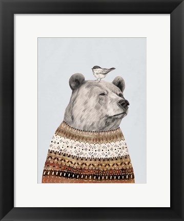 Framed Fair Isle Bear I Print