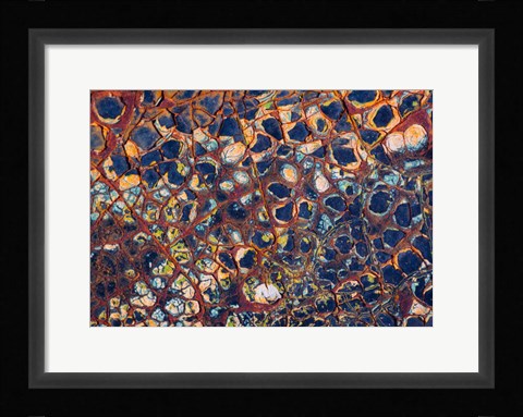 Framed Layers Of Worn Auto Paint Abstract 1 Print