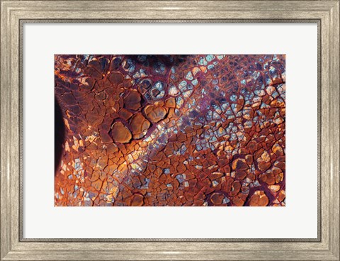 Framed Layers Of Worn Auto Paint Abstract 2 Print