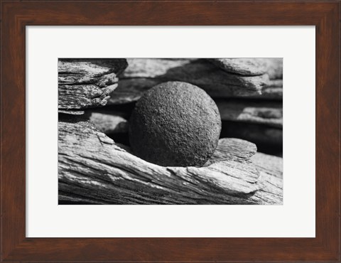 Framed Wood And Metal Ball Abstract Print