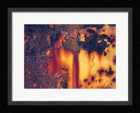 Framed Details Of Rust And Paint On Metal 1 Print
