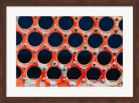Framed Details Of Rust And Paint On Metal 7 Print