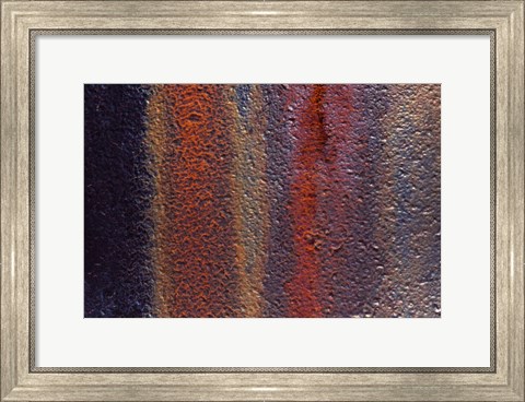 Framed Details Of Rust And Paint On Metal 11 Print