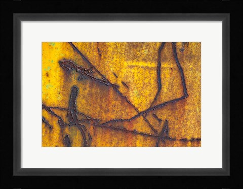 Framed Details Of Rust And Paint On Metal 12 Print